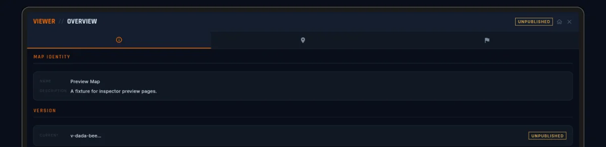 The map viewer panel header with an UNPUBLISHED badge