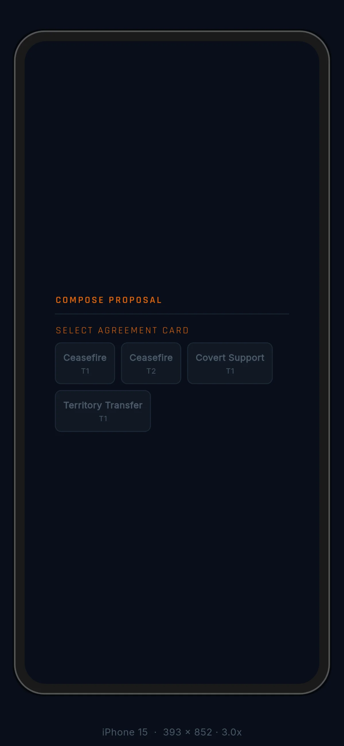 Composing a proposal with agreement card and troop slots
