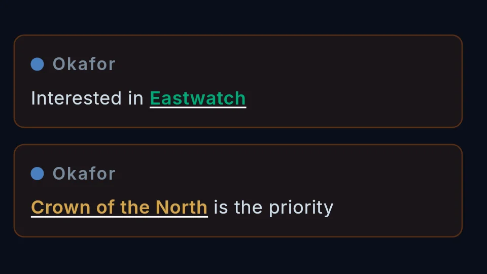 Signals in the event log with live links in their blanks