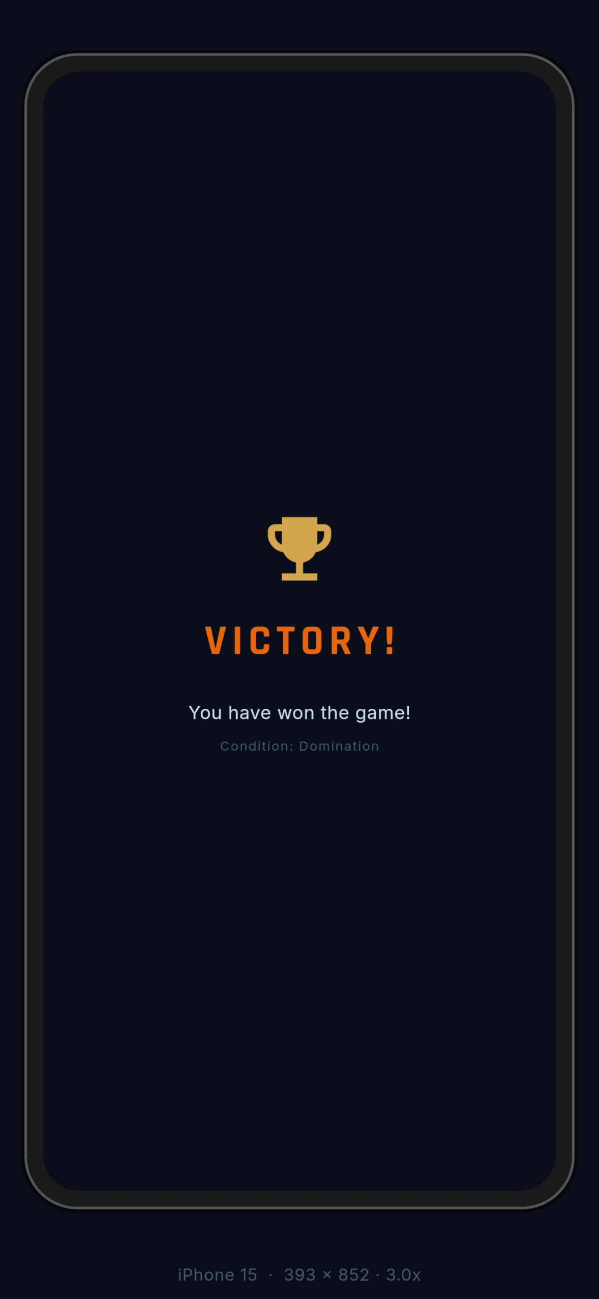 The victory screen